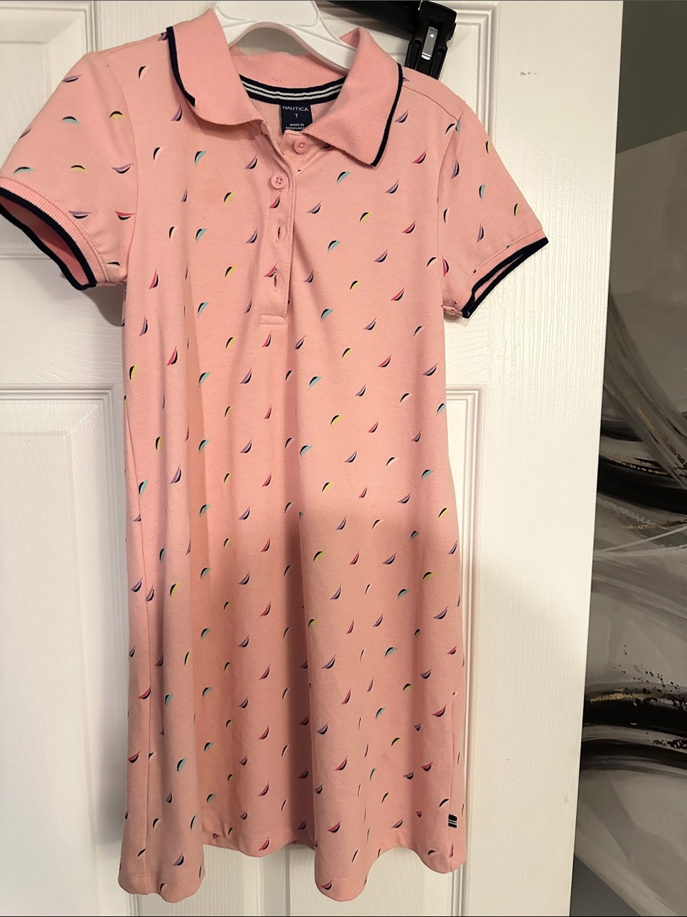 Nautica Girls Pink Polo Nightgown with Multicolor Sail Motifs